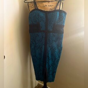 Teal lace cocktail dress -Large